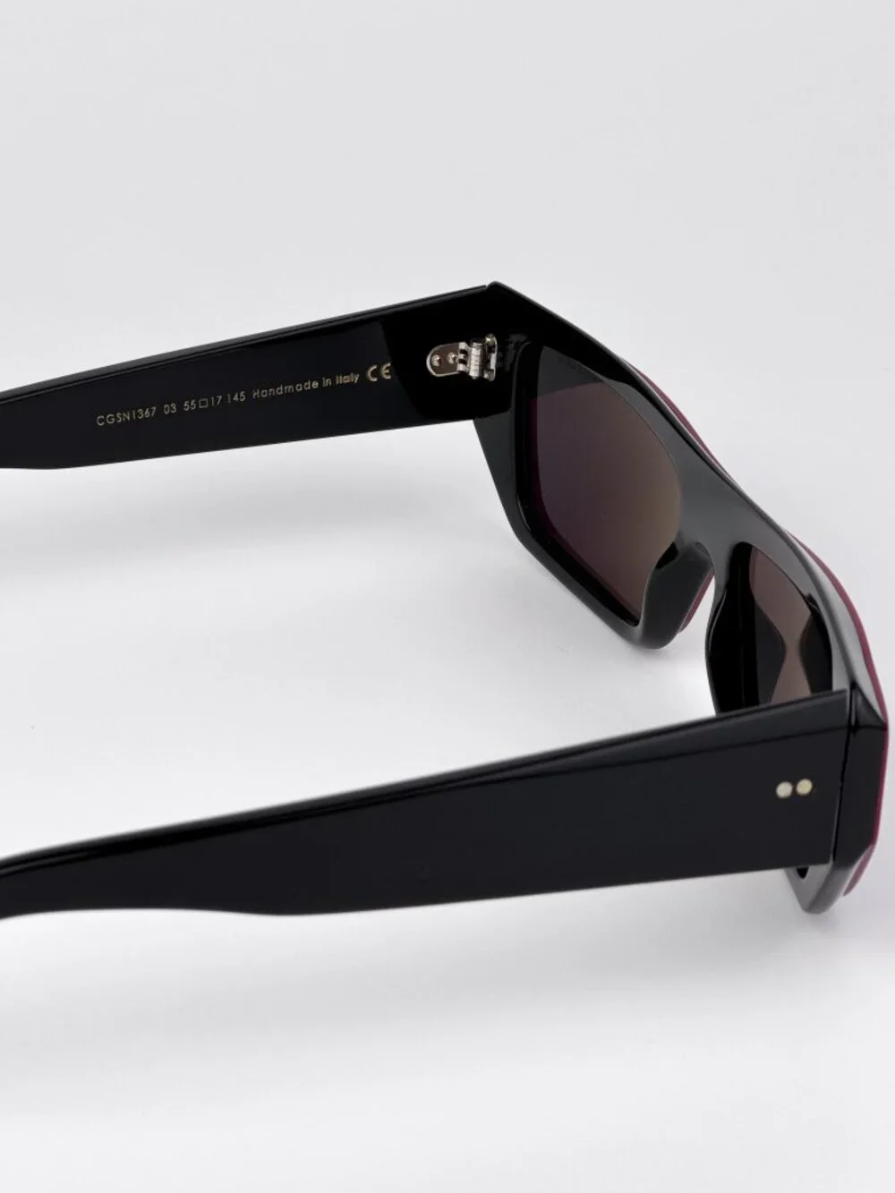 Cutler and Gross CGSN1367 003 Sunglasses – Red on Black Rectangle Acetate Frame